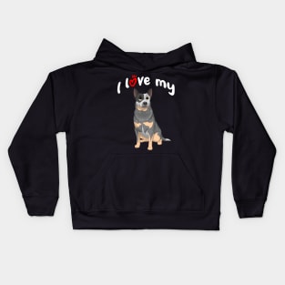 I Love My Blue Australian Cattle Dog Kids Hoodie